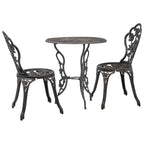 vidaXL 3 Piece Bistro Set, Heavy Duty Cast Aluminum Construction, for Patios, Balconies, Gardens, Bars, and Restaurants, Detailed Floral Design, Weather-Resistant, Assembly Required