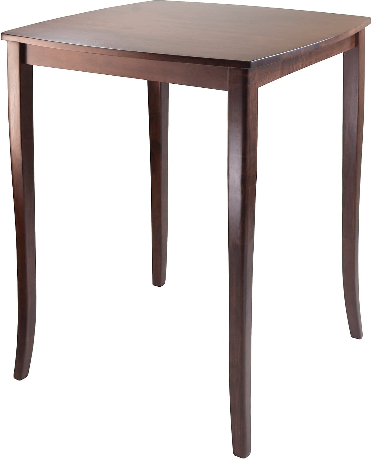 Winsome inglewood 38.9 x 33.8 x 33.8-Inch Wood Square Curved Top High Table, Antique Walnut (94733)