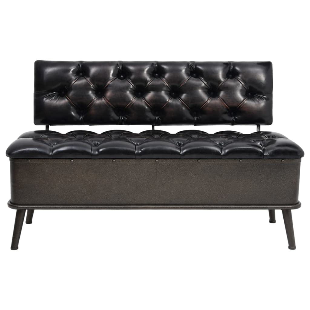 vidaXL Storage Bench with Backrest in Black Faux Leather - Versatile Furniture for Hallway or Living Room, Comfortable Seating with Ample Storage Space