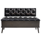 vidaXL Storage Bench with Backrest in Black Faux Leather - Versatile Furniture for Hallway or Living Room, Comfortable Seating with Ample Storage Space
