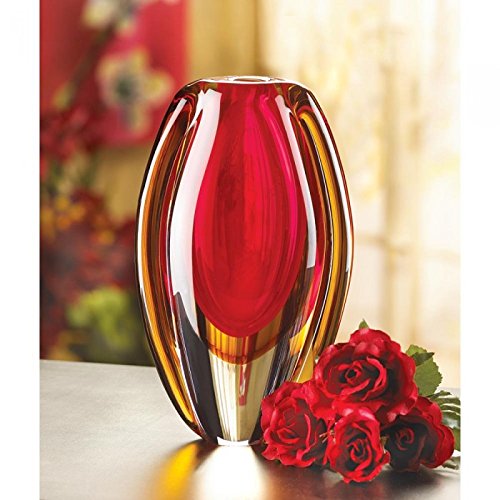 Vases SUNFIRE Glass VASE Red Gold Glass Table Desk Room
