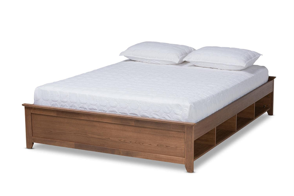 Baxton Studio Anders Full Size Ash Walnut Brown Finished Wood Storage Bed Frame