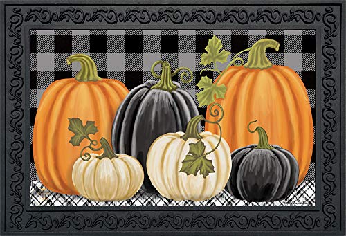 Briarwood Lane Checkered Pumpkins Autumn Doormat Primitive Indoor/Outdoor 30' X 18'