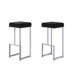 Best Master Furniture Dorrington Velvet Backless Bar Stool in Black/Silver (Set of 2)
