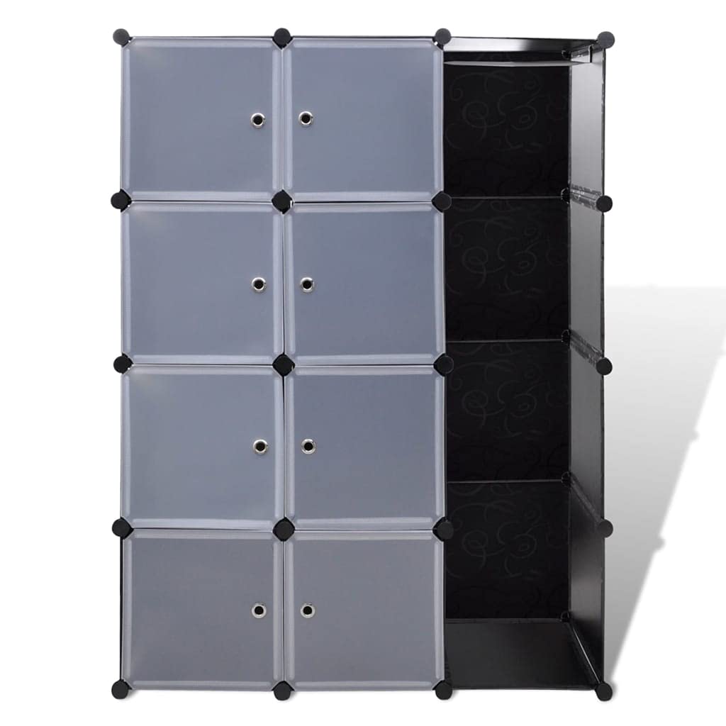 vidaXL Modern Black and White Modular Cabinet with 9 Compartments - Easy Assembly, Multiple Configurations, Ideal for Nursery, Living Room or Bedroom
