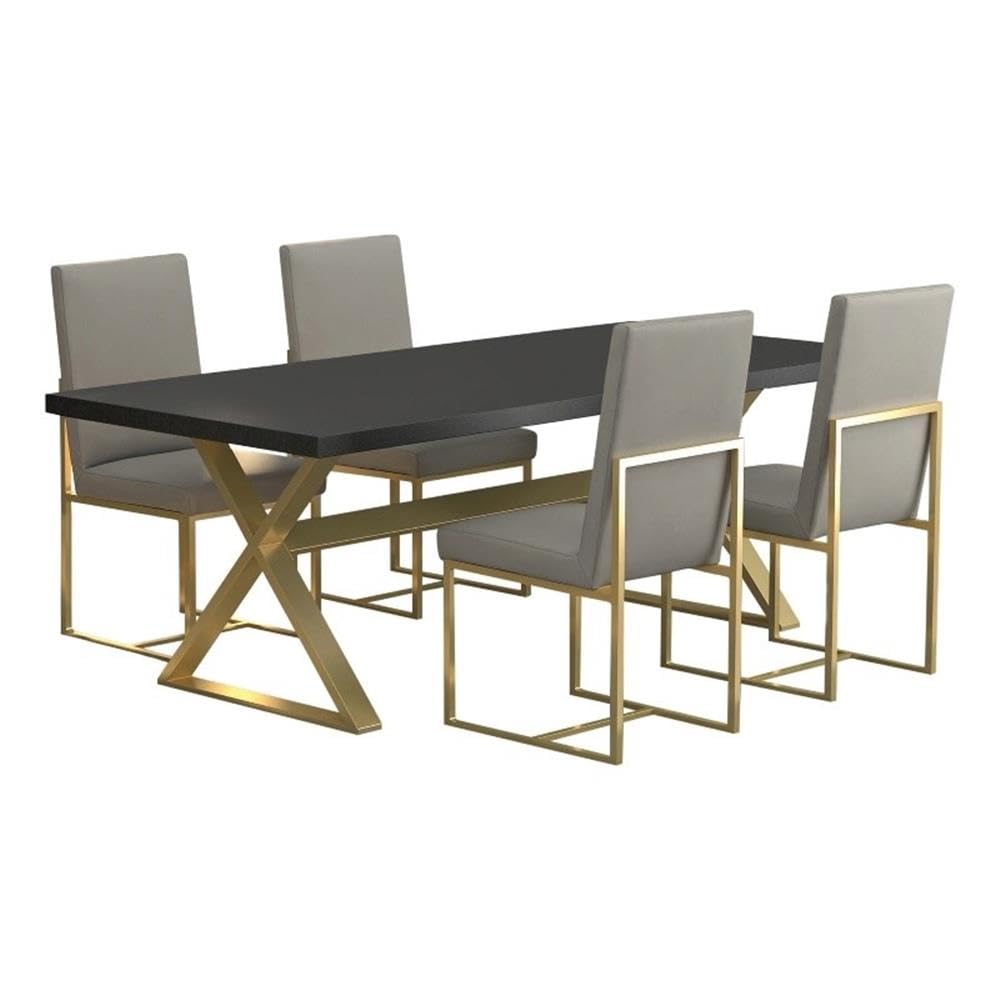 Coaster Home Furnishings Conway 5-Piece Rectangular Dining Set Dark Walnut And Aged Gold
