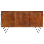 vidaXL Solid Mango Wood Sideboard with V-Shaped Steel Legs - Spacious Rustic Cabinet for Living Room, Lounge Area