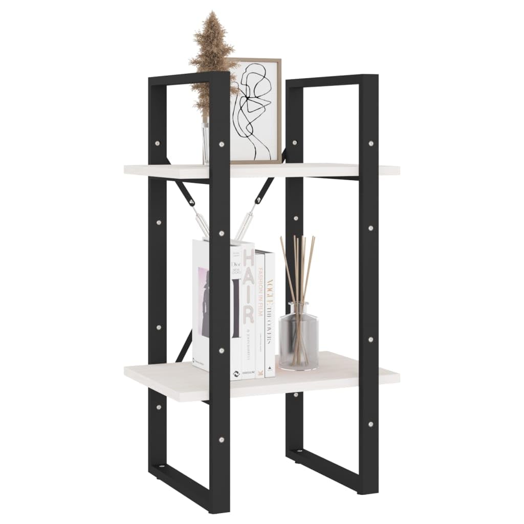 vidaXL Bookcase with 2 Shelves White 40 x 30 x 70 cm Solid Pine