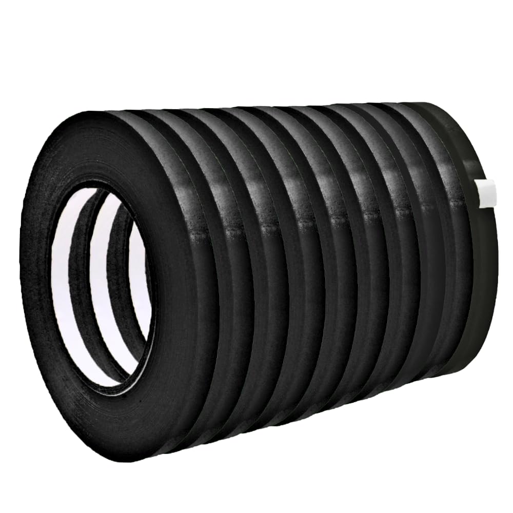 WOD Black Produce Poly Bag Sealing Tape, 3/8 inch x 180 yds. (Pack of 10) for Packaging and Sealing of Meat, Gifts, or Ice Bags 