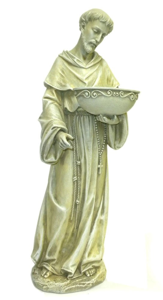 Joseph'S Studio By Roman Inc., Solar St Francis Birdbath, Garden Collection, Religious Statue, Holy Family, Memorial, Angel, Pat