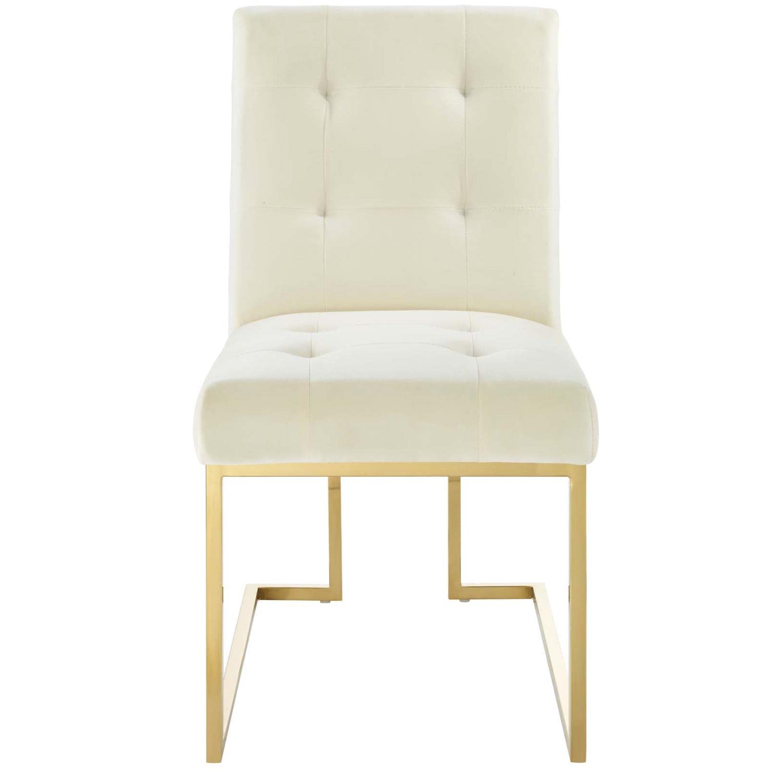 Modway Privy Performance Velvet Gold Stainless Steel Dining Chair In Gold Ivory