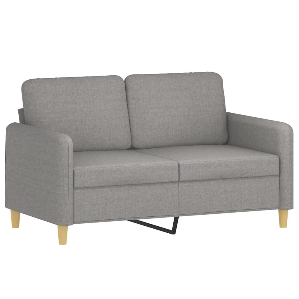 vidaXL Light Gray 2-Seater Sofa - Breathable Fabric Upholstery, Thickly Padded Seat, Armrests & Back Pillows, Modern Design, Plywood & Metal Frame Construction, Easy Assembly - Living Room Furniture