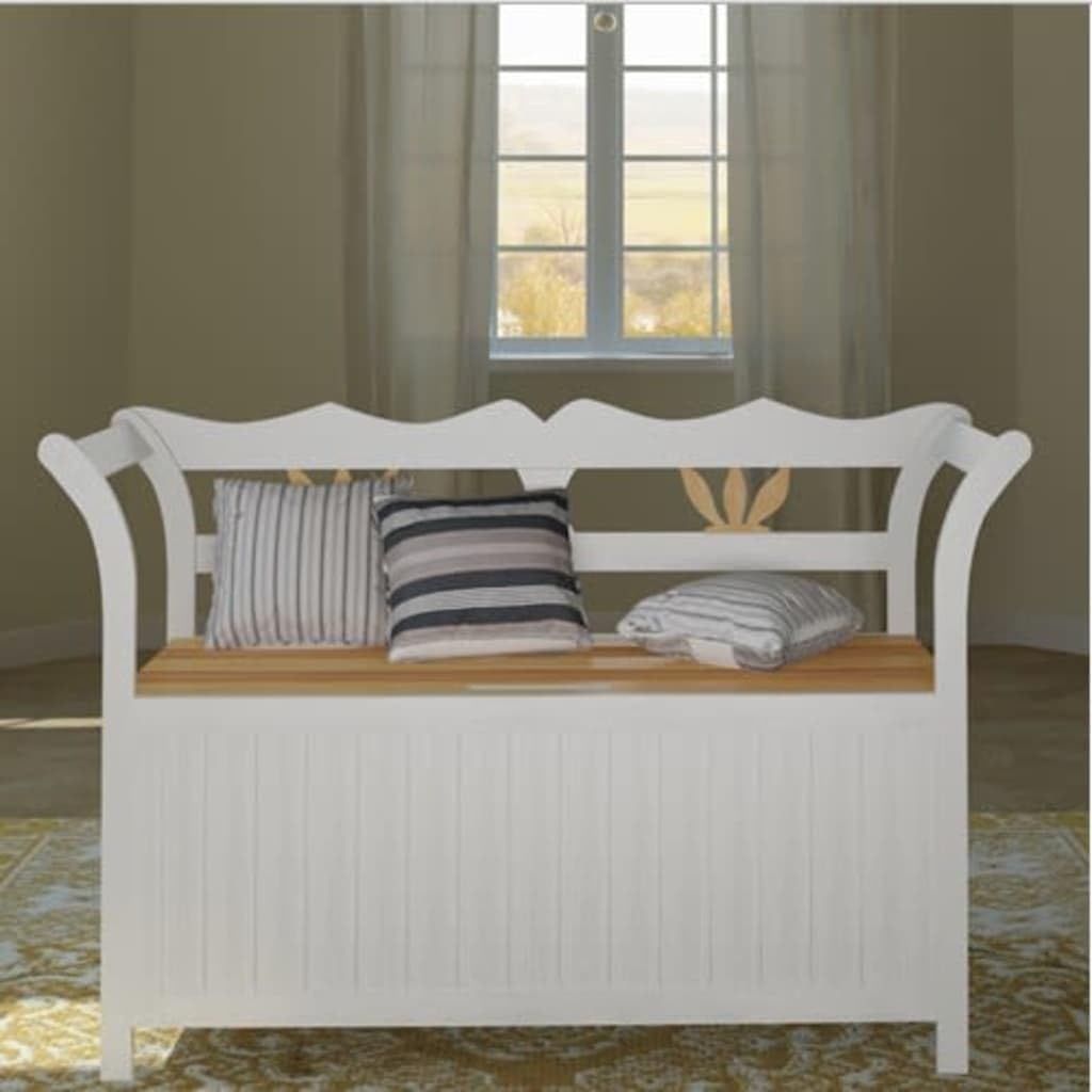 vidaXL Storage Bench 49.6&quot;x16.5&quot;x29.5&quot; Wood White