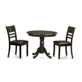 East West Furniture ANLY3-CAP-LC 3 Piece Dining Table Set for Small Spaces Contains a Round Kitchen Table with Pedestal and 2 Faux Leather Upholstered Chairs, 36x36 Inch, Cappuccino