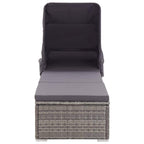 vidaXL Poly Rattan Sun Lounger with Canopy and Cushion - Weather Resistant, Easy-to-Clean Outdoor Lounger with Adjustable Positions and Removable Cushion Cover - Ideal for Patio, Poolside, Balcony...