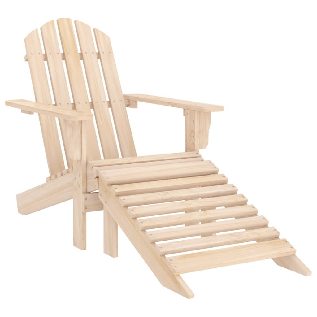vidaXL Patio Adirondack Chair with Detachable Ottoman - Outdoor Relaxation Furniture in Durable Solid Fir Wood - Brown Light Wood
