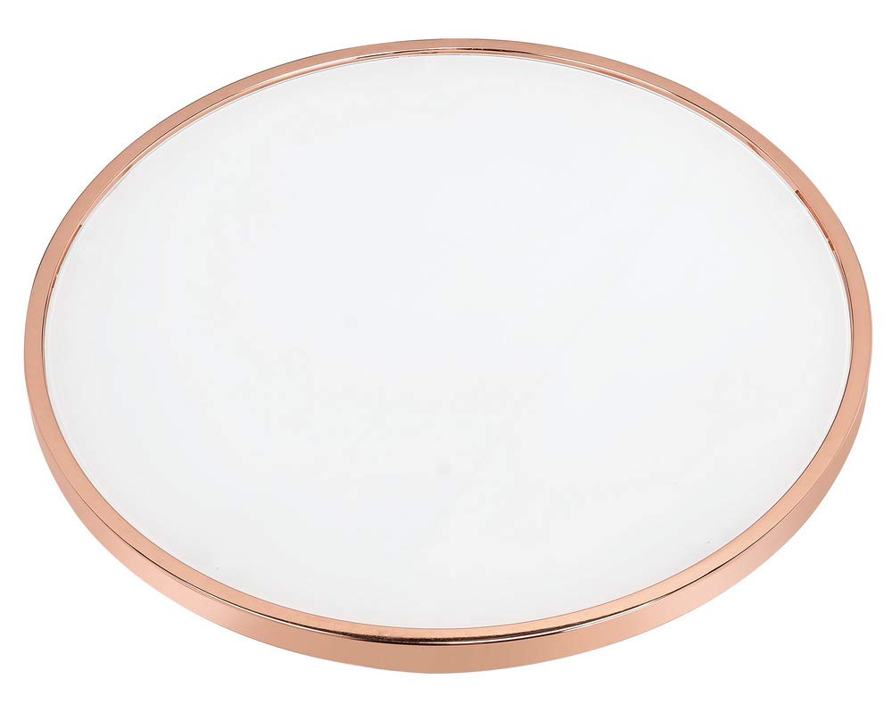 Acme Alivia Coffee Table In White Glass And Rose Gold