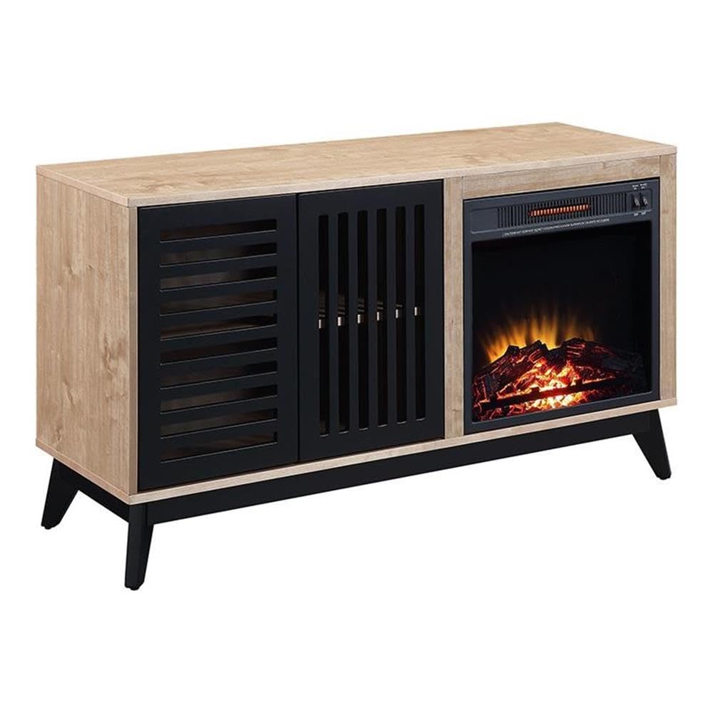 Acme Gamaliel 2-Door Wooden Fireplace In Oak And Espresso