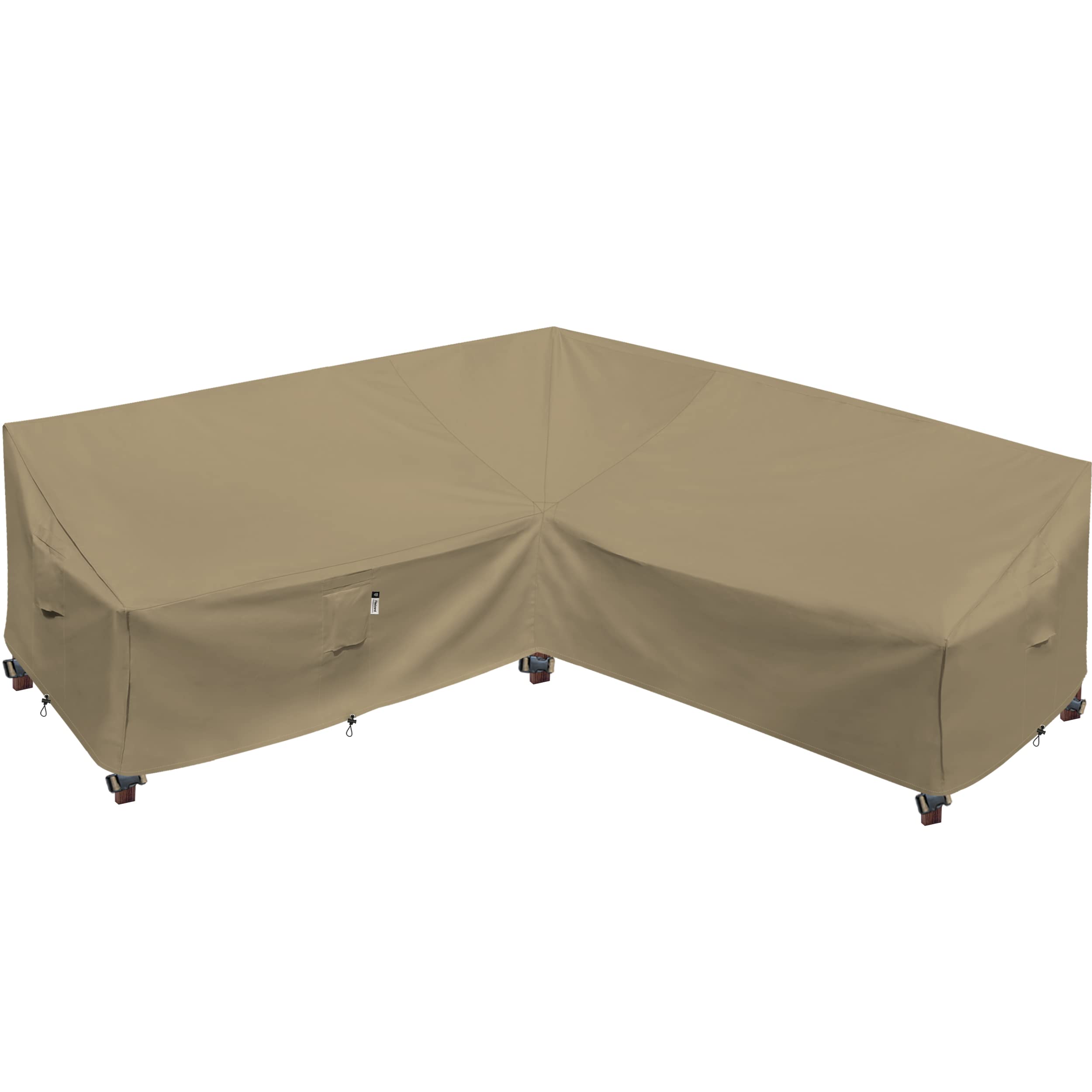 Flexiyard Heavy Duty Outdoor Sectional Sofa Cover, Waterproof 600D Patio Sectional Couch Cover, Lawn Patio Furniture Cover (Dese
