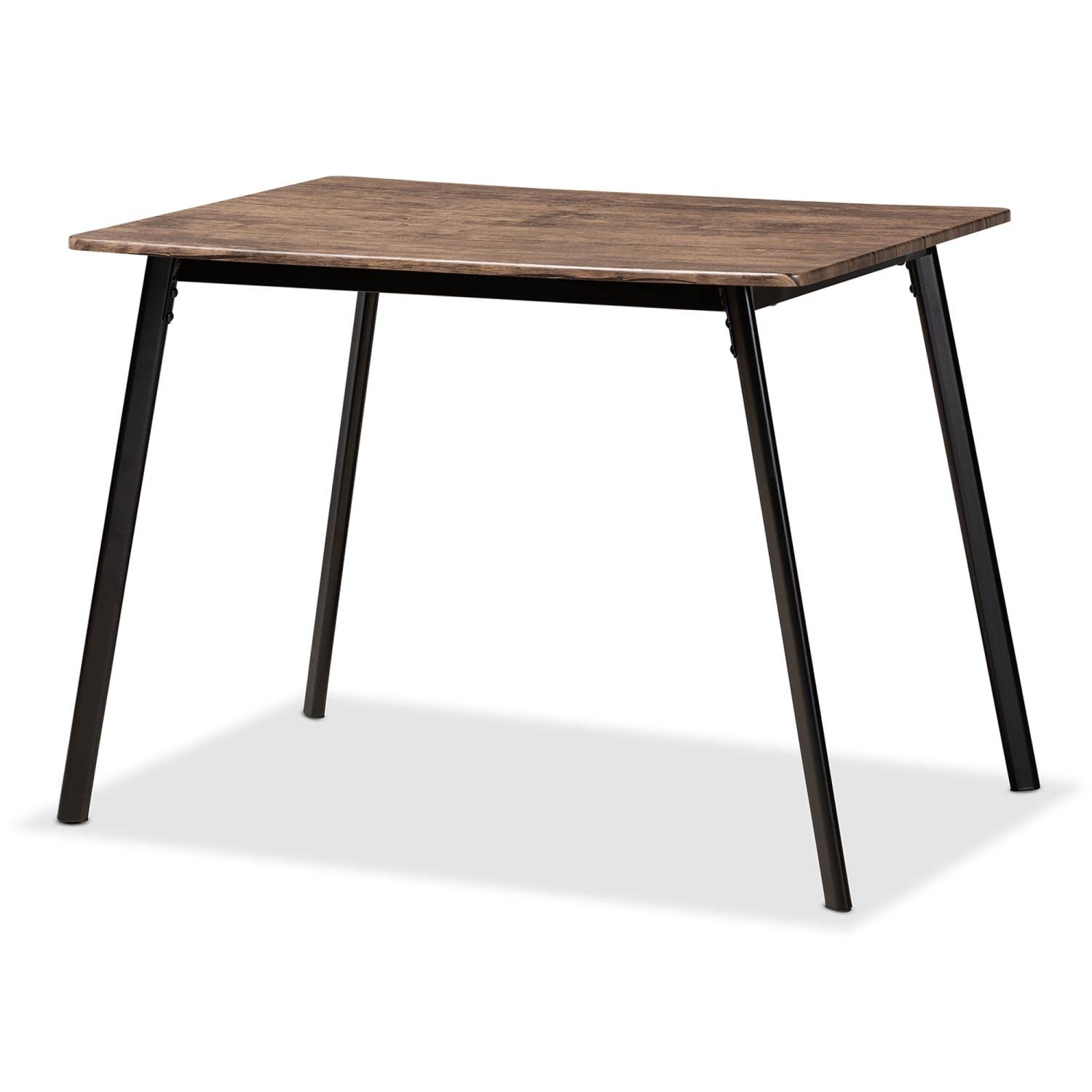 Baxton Studio Filicia Modern Transitional Grey Faux Leather Effect Fabric Upholstered and Black Metal 5-Piece Dining Set