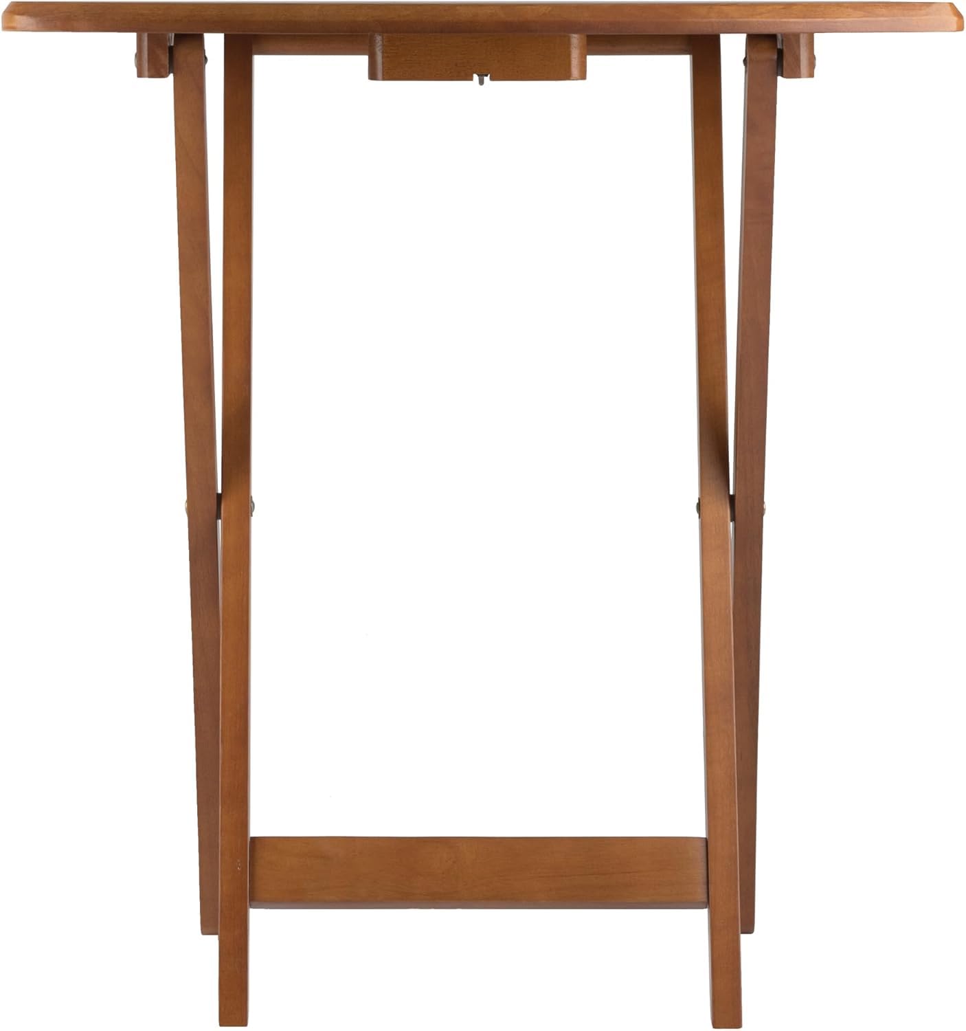 Ergode Wood Dylan 5-Piece Folding Snack Table Set – Teak Finish, Durable X-Frame Base, Compact Storage Stand, Easy Assembly, Perfect for Dining, Laptops & Entertaining, 25.5' H x 23.6' W x 15.7' D