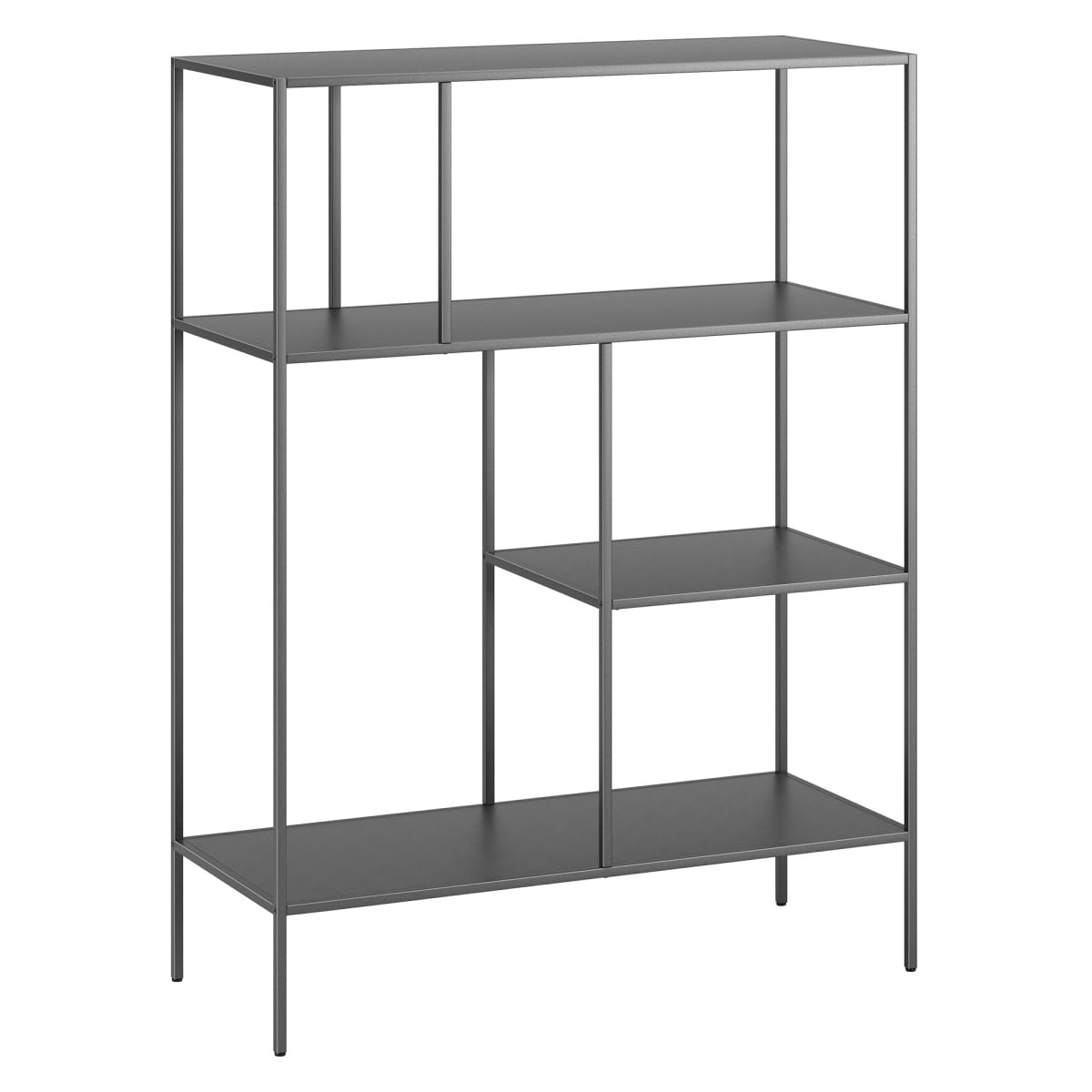 HomeRoots 527558 48 in. Metal Four Tier Geometric Bookcase Gray