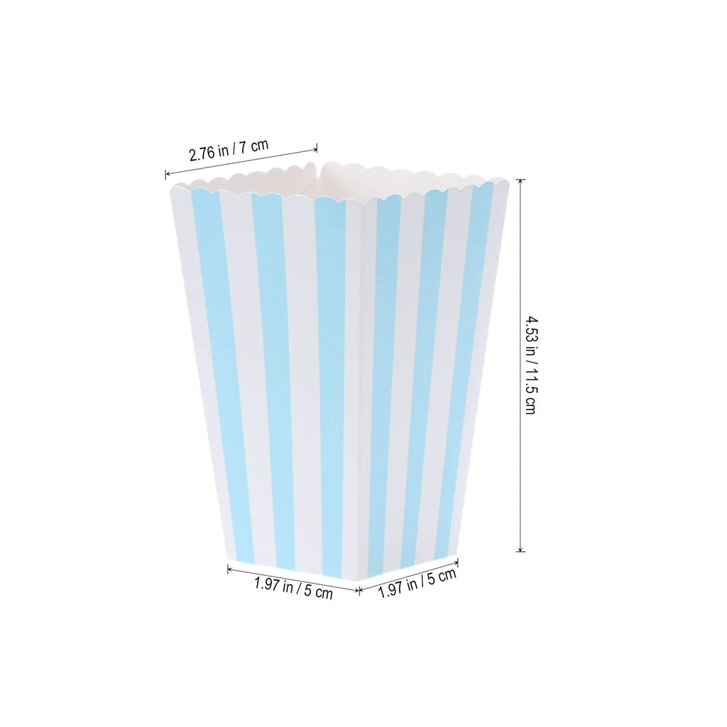 Binaryabc Popcorn Boxes,Stripe Pattern Decorative Dinnerware For Party,12 X 7Cm,24Pcs (Blue)