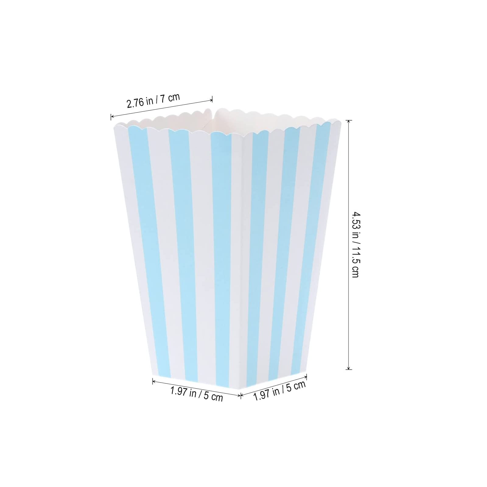 Binaryabc Popcorn Boxes,Stripe Pattern Decorative Dinnerware For Party,12 X 7Cm,24Pcs (Blue)