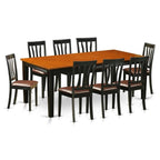 East West Furniture QUAN9-BCH-LC 9 Piece Dining Table Set Includes a Rectangle Dining Room Table with Butterfly Leaf and 8 Faux Leather Upholstered Chairs, 40x78 Inch, Black & Cherry