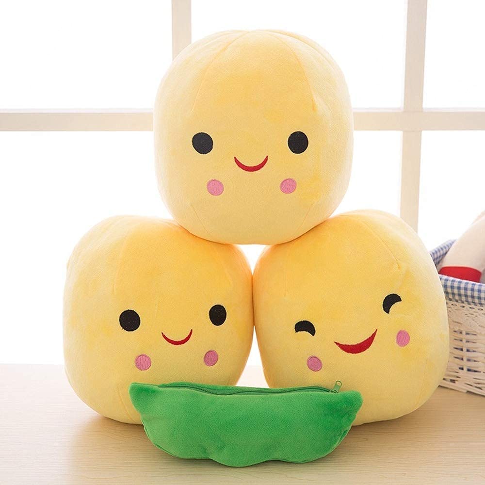 Giant Peas In A Pod Plush Toy Pea Pod Pillow Cute Pea Stuffed Toys Plant Doll Various Sizes (Yellow Beans,27.5'/70Cm)