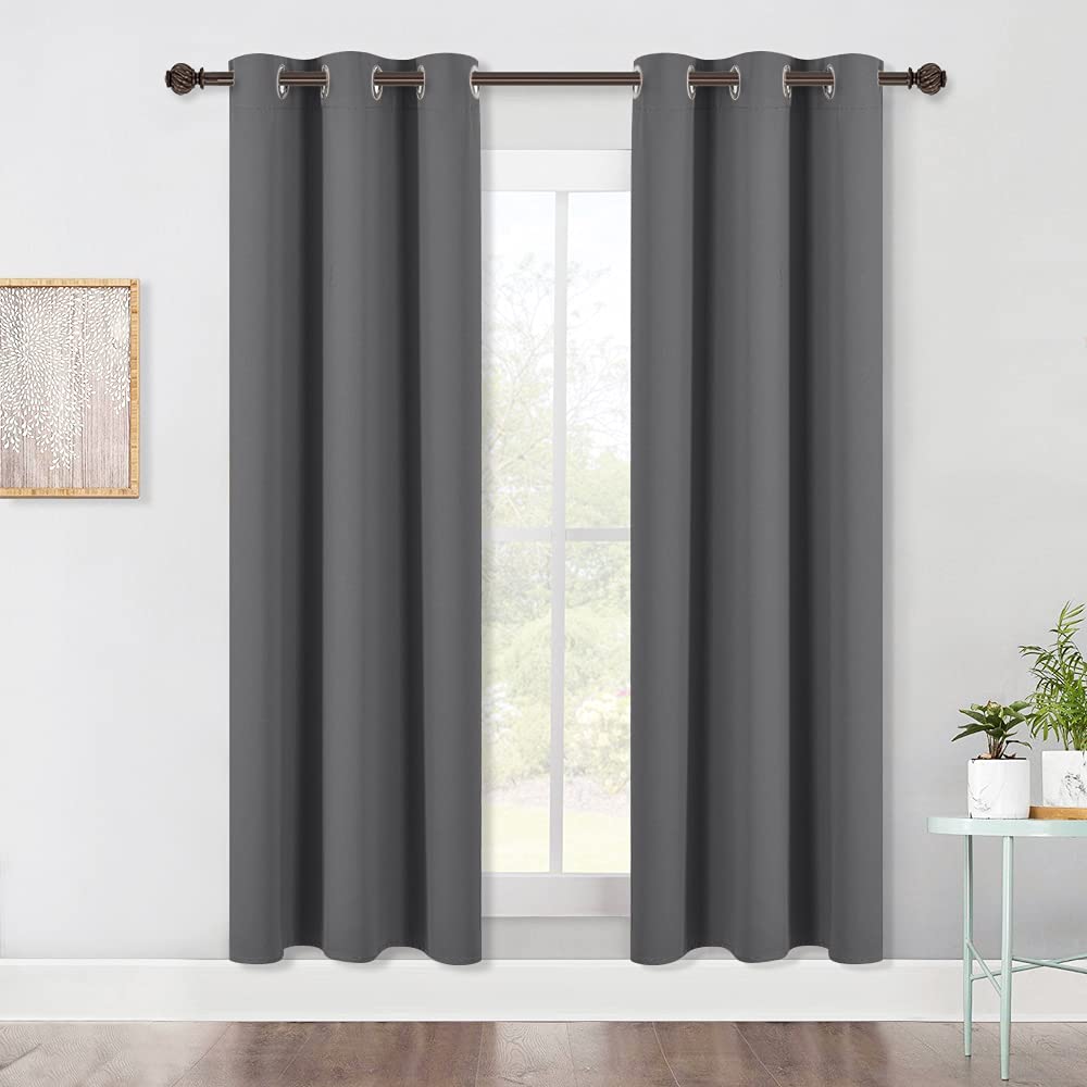 Nicetown Bedroom Blackout Draperies Panels, Three Pass Microfiber Noise Reducing Thermal Insulated Solid Ring Top Window Curtain
