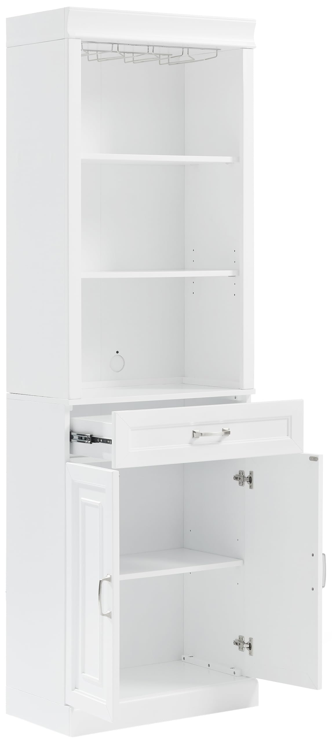 Crosley Furniture Stanton Wine, Liquor, Coffee Bar Cabinet with Storage Shelves and Drawers, White