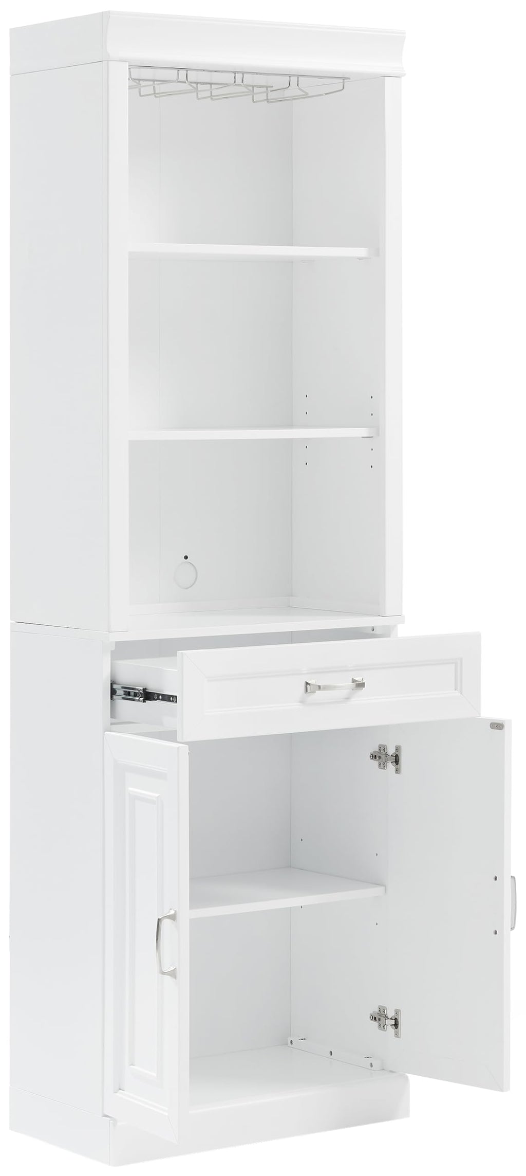 Crosley Furniture Stanton Wine, Liquor, Coffee Bar Cabinet with Storage Shelves and Drawers, White