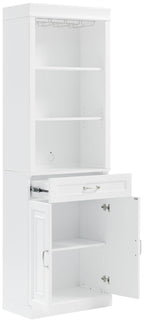 Crosley Furniture Stanton Wine, Liquor, Coffee Bar Cabinet with Storage Shelves and Drawers, White