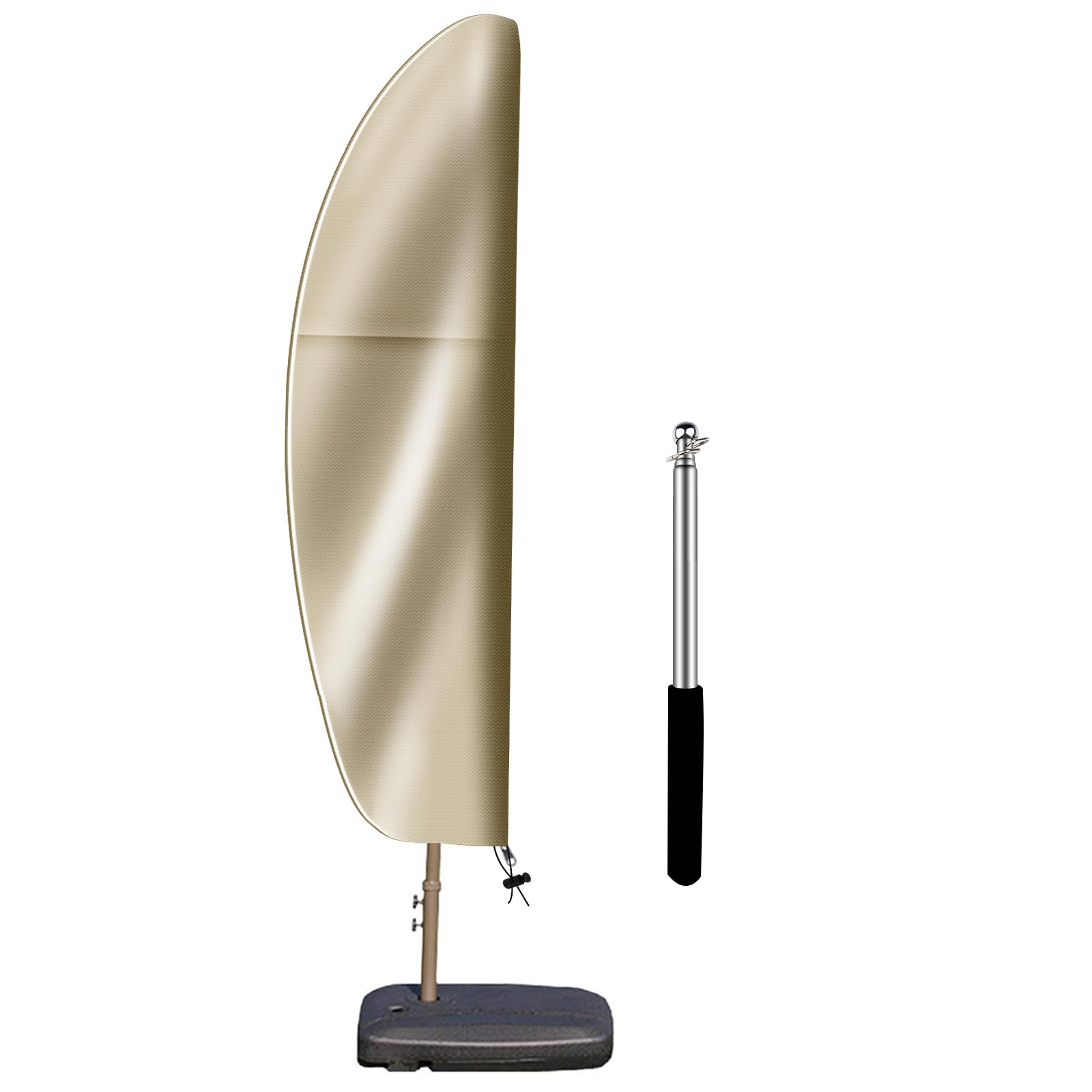 Patio Cantilever Umbrella Covers For Outdoor: Waterproof Offset Umbrella Cover Banana Style With Zipper Fits 9Ft To 14Ft, Khaki
