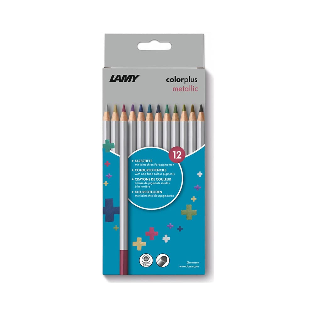 Lamy Colorplus Metallic Colouring Pencils 506 Set Of 12: Folding Box Of 12 Coloured Pencils Made Of Solid Basswood With Ergonomi