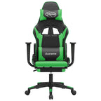 vidaXL Adjustable Reclining Gaming Chair with Footrest, Comfortable Seating, 360 Degree Swivel, Faux Leather, Black and Green, Ideal for Gamers
