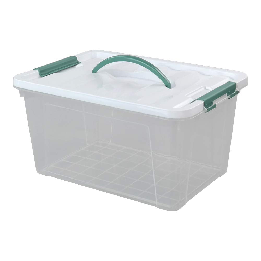 Gloreen 14 Quart Clear Storage Bins with Lid and Handle, Multipurpose Stackable Plastic Storage Latches Box/Containers