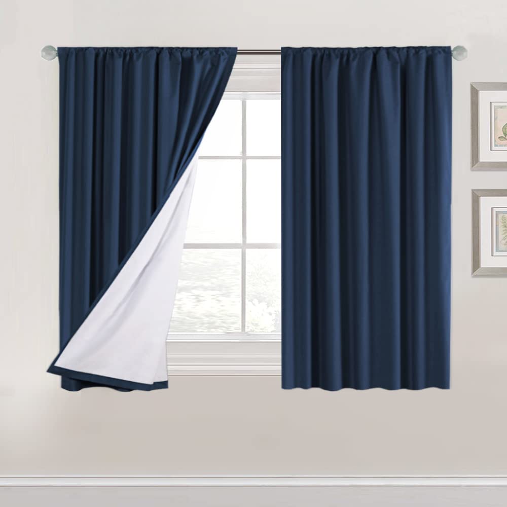 H.Versailtex 100% Blackout Curtains 45 Inches Length Blackout Window Treatment Panels For Nursery Thermal Insulated Rod Pocket D