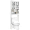 Giantex Over-The-Toilet Storage Cabinet, 3-Tier Freestanding Bathroom Rack With Glass-Door Cabinet & 3-Position Adjustable Shelf, Space-Saving Storage Organizer For Bathroom, Washroom, Laundry Room