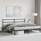vidaXL Modern King Metal Bed Frame with Headboard - Bedroom Furniture, 76"x79.9" Mattress Fit, Storage Space, Black Finish