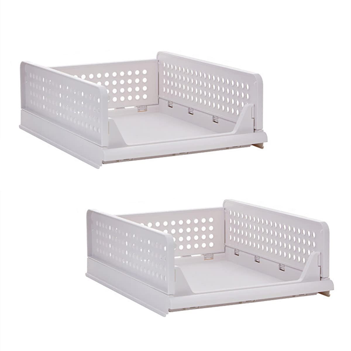 SYGA 2pcs Shelf Baskets Organizer Folding Wardrobe Household Layered Storage Rack DrawerType Stackable Large Storage Basket Pla