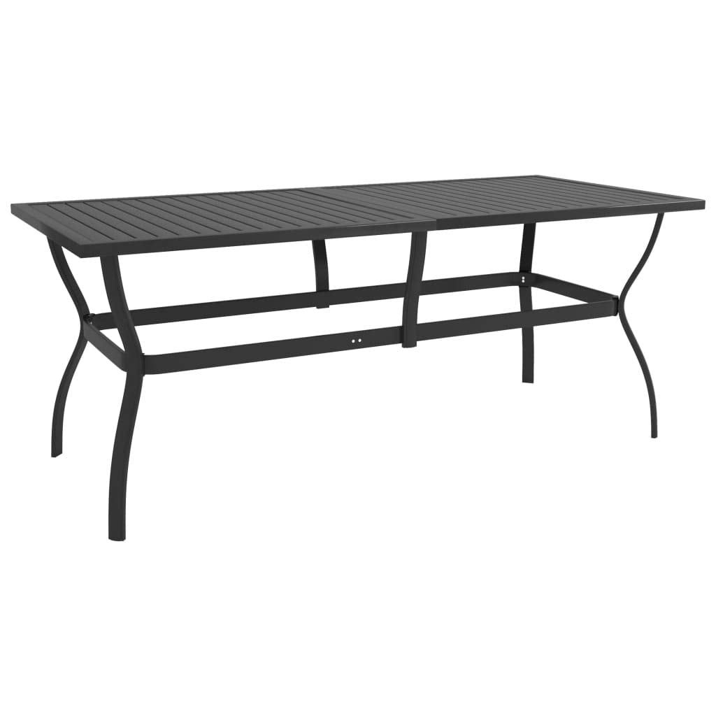 vidaXL Anthracite Patio Table- Rectangular Outdoor Dining Table with a Slatted Design- Powder-Coated Steel, Industrial Style, Ea