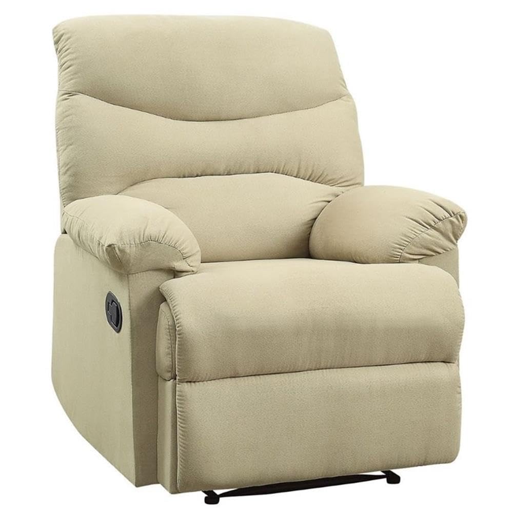 Acme Arcadia Upholstered Motion Recliner in Beige Microfiber