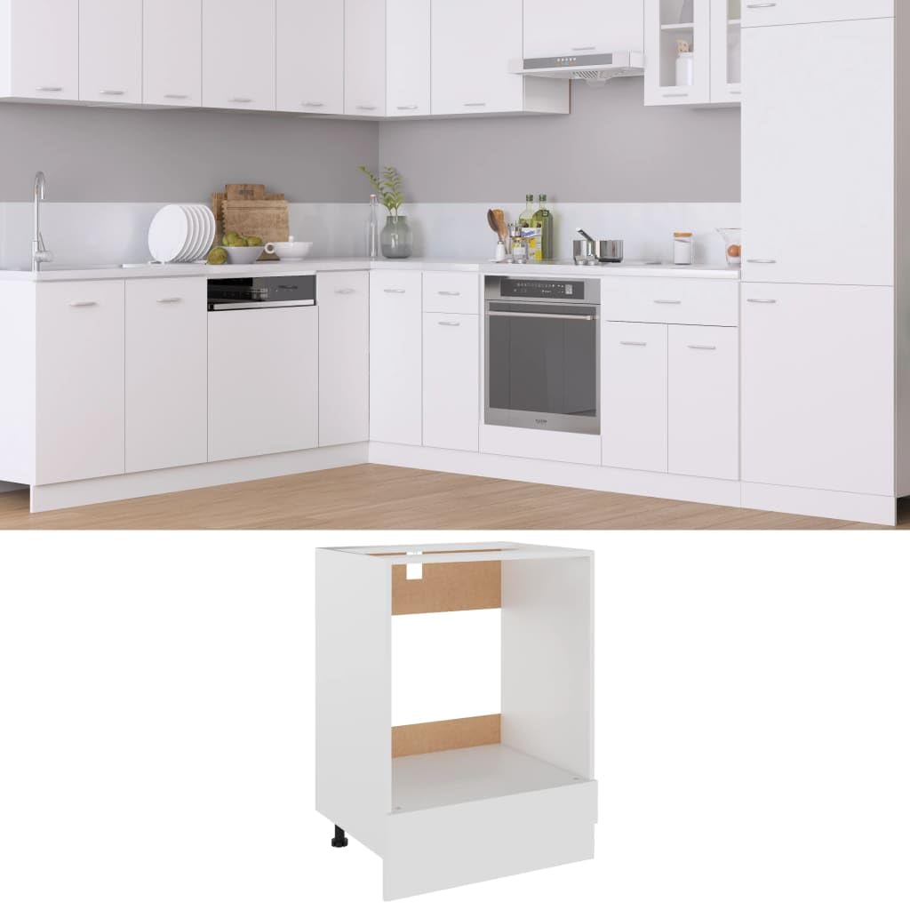 vidaXL White Stove Cabinet Kitchen Furniture, Composite Wood, 60 x 46 x 81.5 cm, Oven Storage Unit, Modern Design, Space-Saving Solution