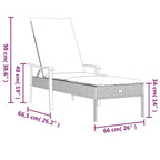 vidaXL Modern Sun Lounger with Adjustable Backrest and Thick Padded Cushion - Weather Resistant PE Rattan Patio Lounger with Powder-Coated Steel Frame - Gray/Dark Gray