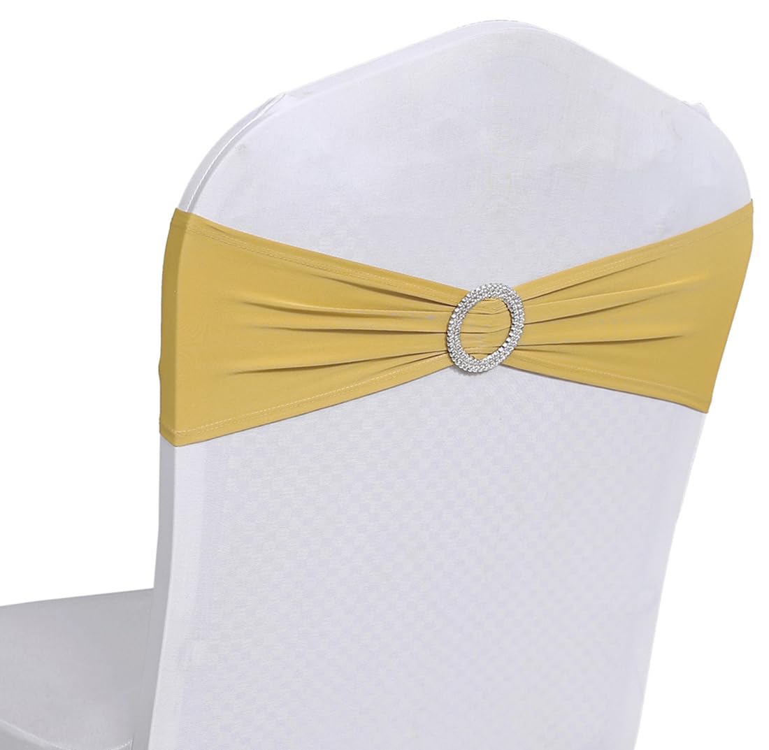 Mds Pack Of 50 Spandex Chair Sashes Bow Sash Premium Stretch Chair Cover Band With Buckle Slider Elastic Chair Ties For Wedding