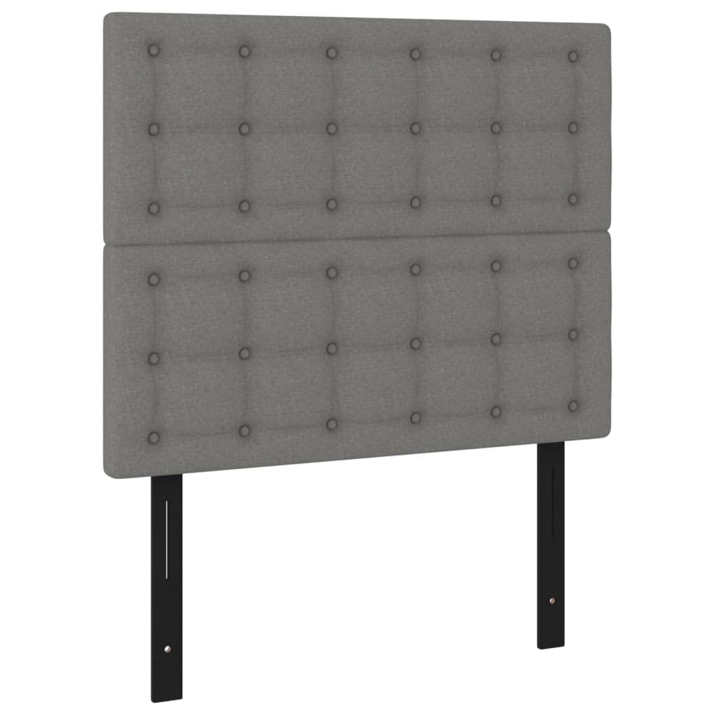 Vidaxl Elegant Fabric Headboards 2 Pcs, Dark Gray, 39.4&quot;X2&quot;X46.5&quot;/50.4&quot;, Solid Larch Wood And Engineered Wood Construction, Foam Filling
