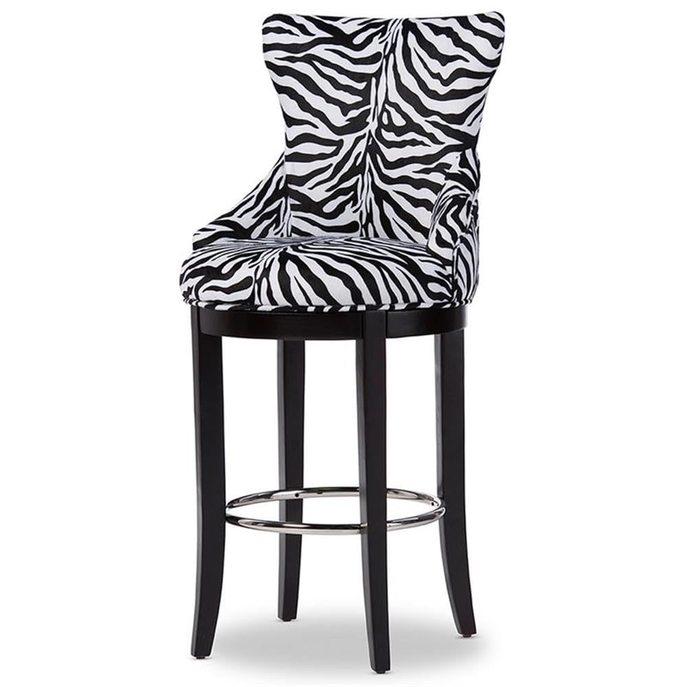 Baxton Studio Peace 30 Upholstered Bar Stool in Black and White