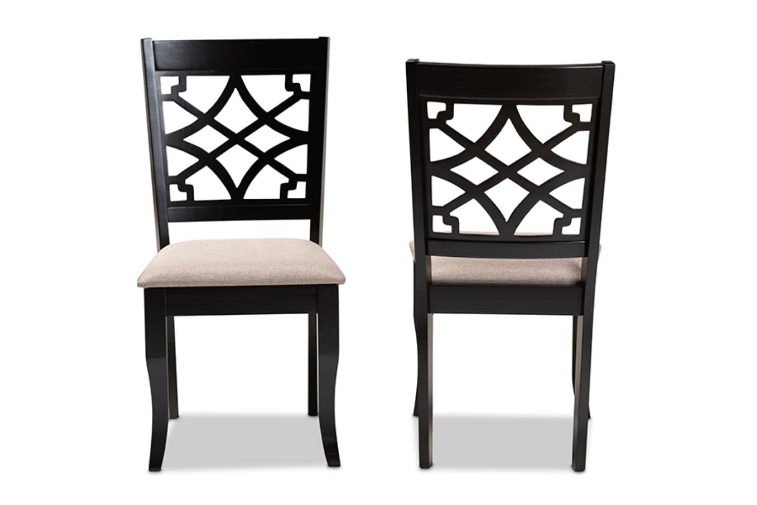 Baxton Studio Mael Modern and Contemporary Sand Fabric Upholstered and Espresso Brown Finished Wood 2-Piece Dining Chair Set